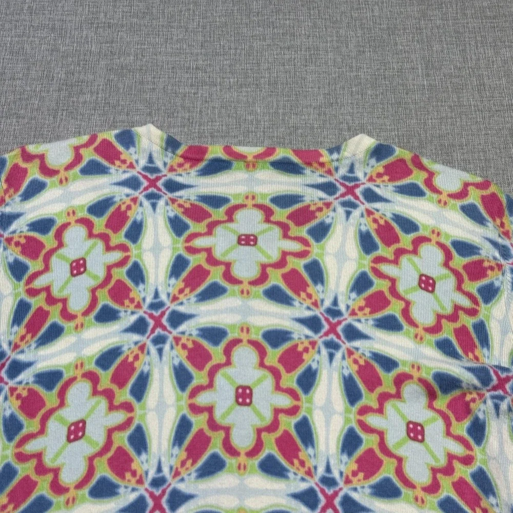 J. McLaughlin Floral Cardigan Sweater Womens M Multicolor Scoop Neck Button